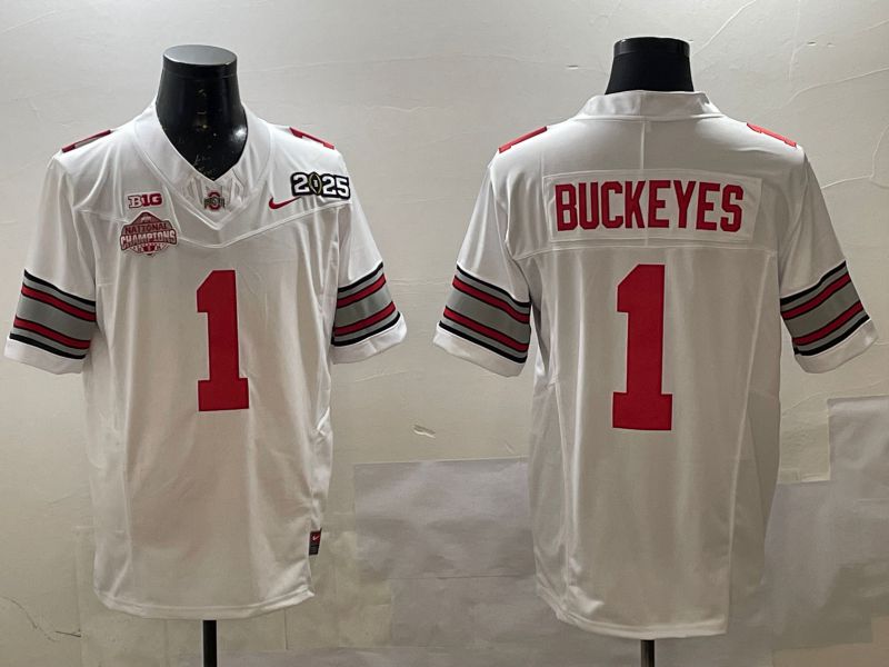 Men Ohio State Buckeyes #1 Buckeyes White Three generations Nike 2025 NCAA Jersey->ncaa teams->NCAA Jersey